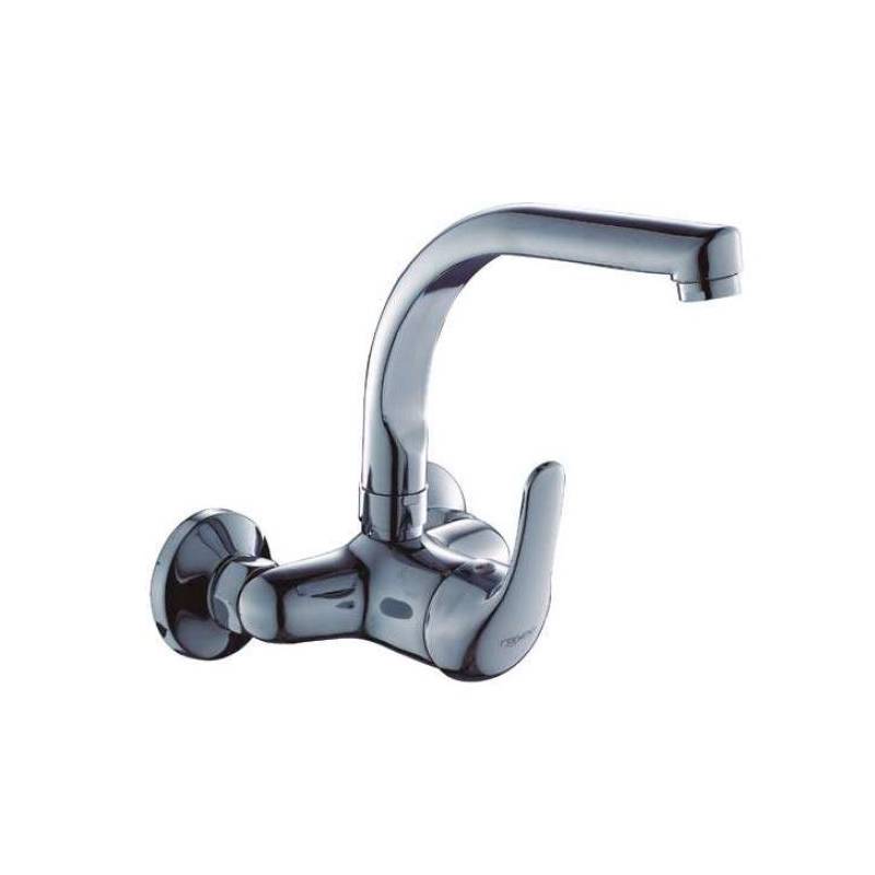 Grifo monomando fregadero instalación a pared con caño tubo alto marca Komercia