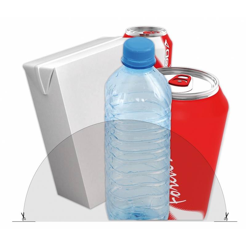 Adhesivo para indicar reciclaje de envases y plásticos Fricosmos