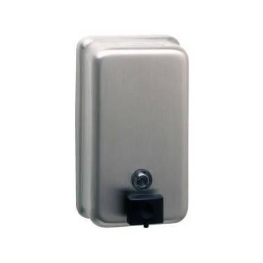 Distributore di sapone verticale in acciaio inox satinato della marca Bobrick
