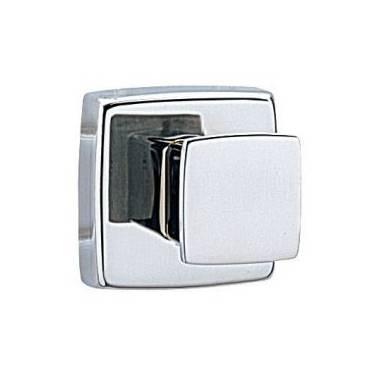 Cabide quadrado da marca Bobrick feito de aço inoxidável acetinado