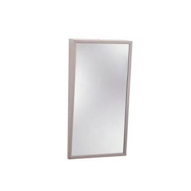 Miroir de salle de bain PMR inclinable à position fixe de marque Bobrick avec cadre en acier inoxydable de différentes tailles