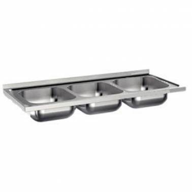 Fregadero industrial de acero inoxidable con tres cubetas Nofer