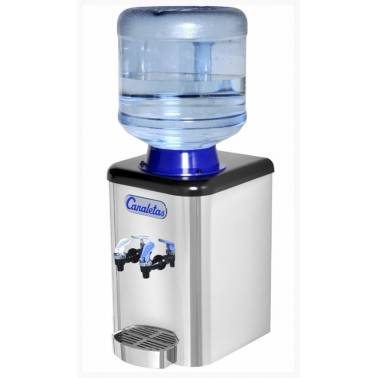 Dispensador fuente de agua con botellón de 12'7L con dos grifos agua fría y agua natural de sobremesa Serie 3 marca Canaletas