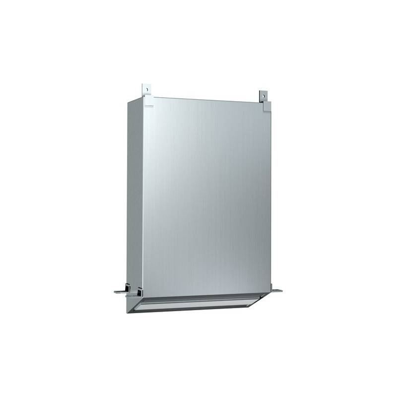 Dispensador de papel fabricado en acero inoxidable para instalar oculto tras muro o tras espejo marca ASI referencia 439