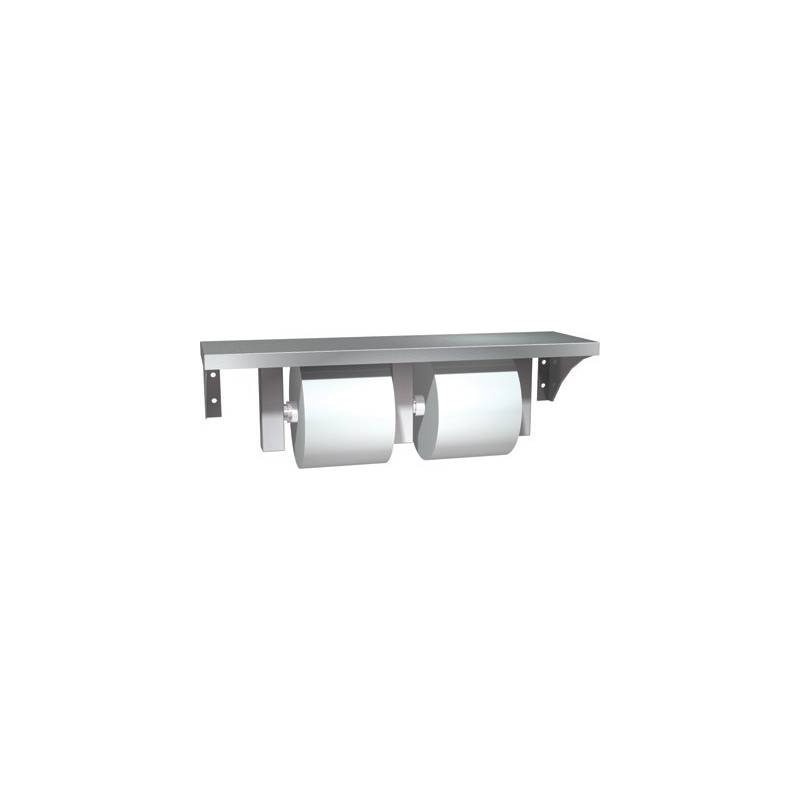 Double toilet paper holder with shelf made of stainless steel, ASI brand, reference 0697-GAL