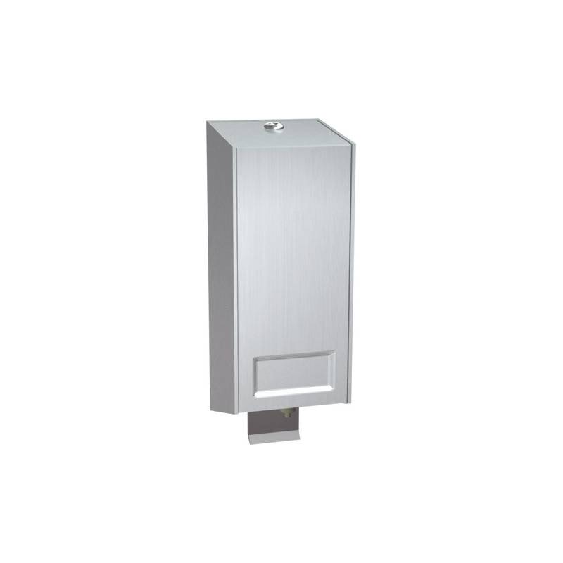 Soap dispenser made of satin stainless steel with lever valve for wall installation, ASI brand