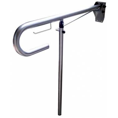 Asidero abatible fabricado en acero inoxidable acabado satinado, con apoyo a suelo, acabado brillante medida 73cm