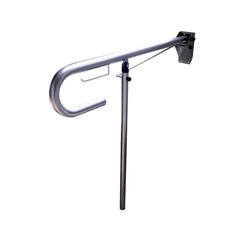 Asidero abatible con apoyo a suelo de acero inoxidable satinado