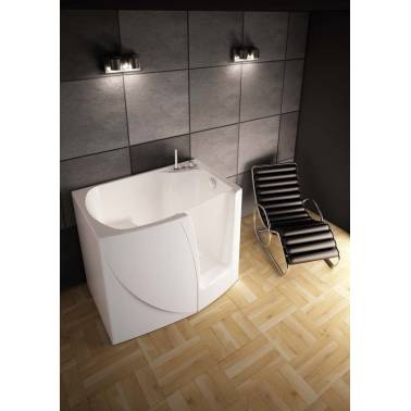 Geriatric bathtub made of fiberglass and stainless steel