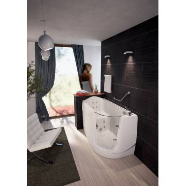 Geriatric bathtub made of fiberglass and stainless steel