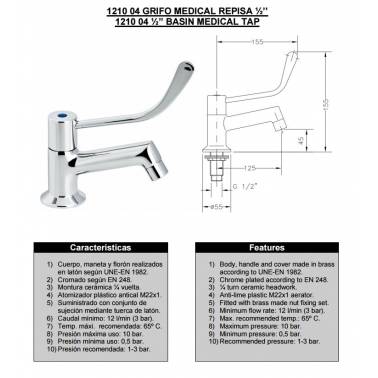 Robinet médical 1/2 "GENEBRE pour étagère