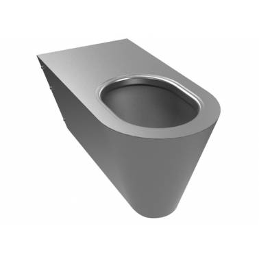 Inodoro suspendido PMR especial para discapacitados fabricado en acero inoxidable acabado satinado marca Komercia