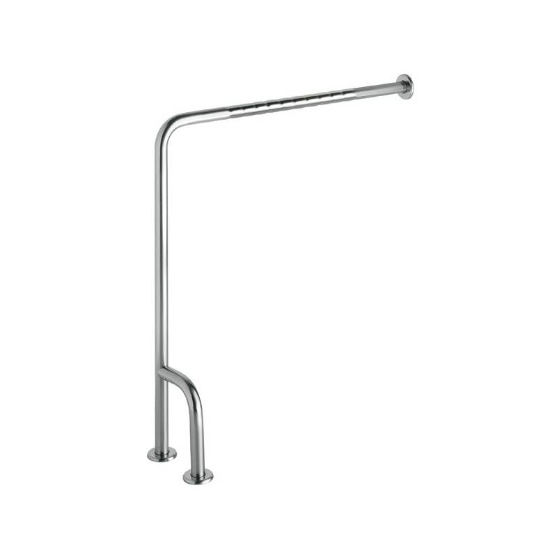 Asidero ángulo 90º pared suelo con tres puntos de anclaje fabricado en acero inoxidable AISI304 acabado satinado.