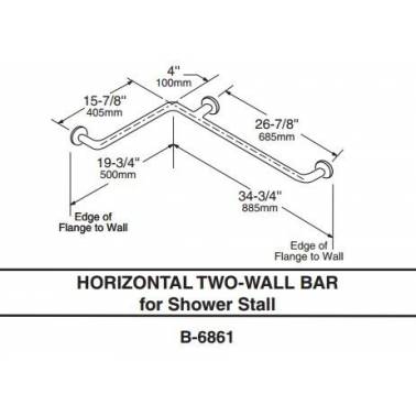 Barra de sujeción horizontal para dos paredes