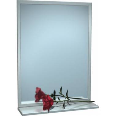Miroir avec cadre et étagère en acier inoxydable, marque ASI