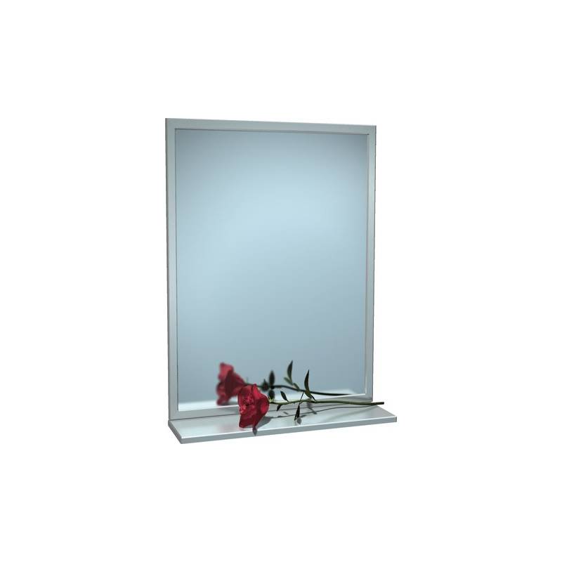 Espejo con marco y repisa de acero inoxidable marca ASI. Referencia 10-0625-1824