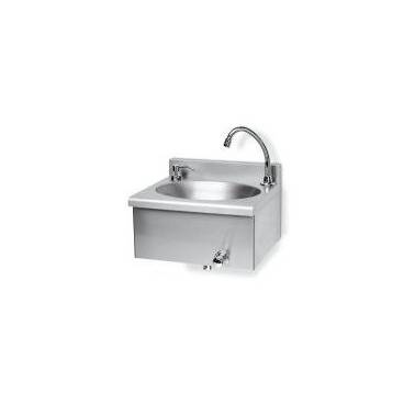 Stainless steel wall-mounted washbasin with timed push button and built-in soap dish ref. 1711 08 brand GENEBRE