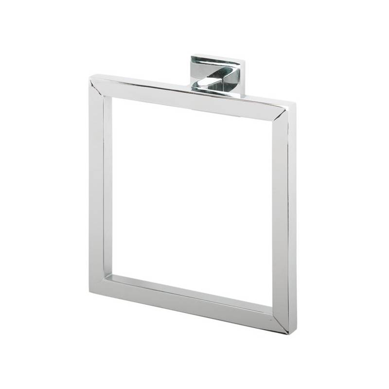 Toallero cuadrado en latón cromado brillante