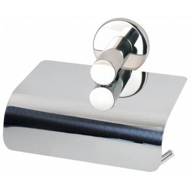 Porte-rouleau de papier toilette avec couvercle en acier inoxydable brillant