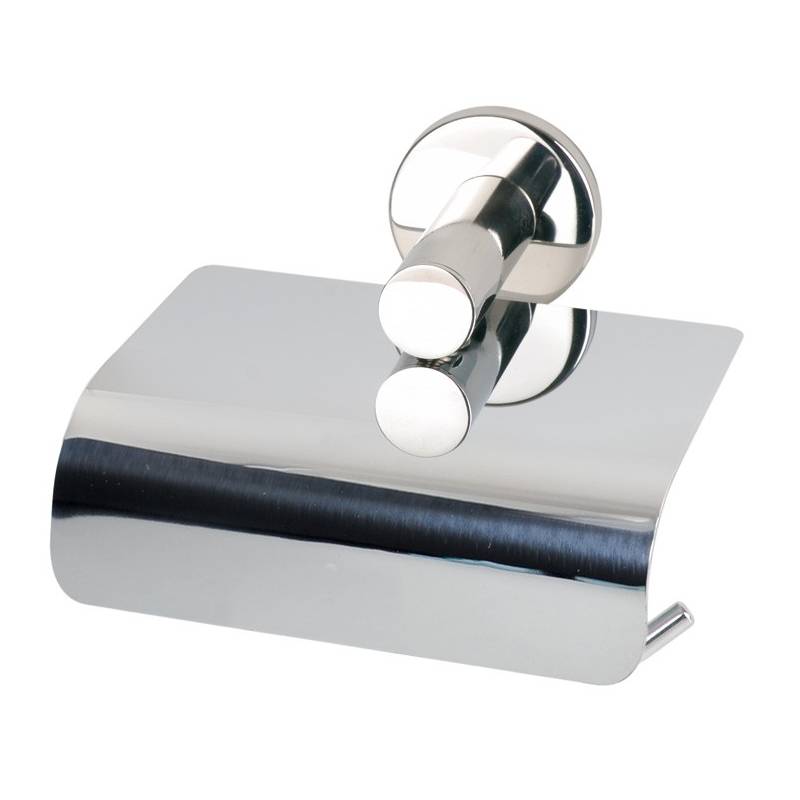 Suporte para papel higiênico com tampa de aço inoxidável brilhante