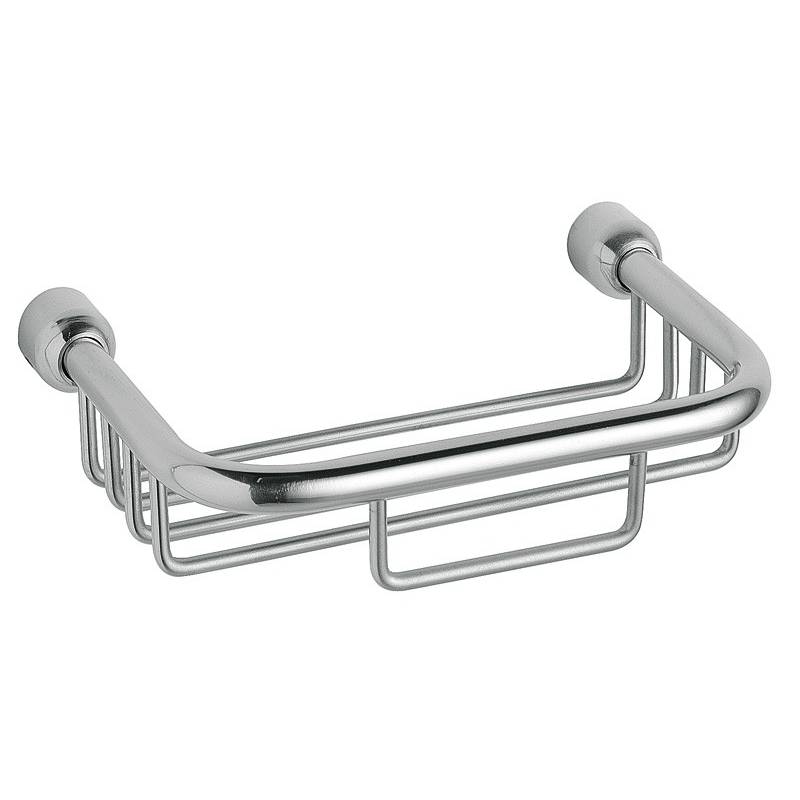 Small polished stainless steel rod soap dish