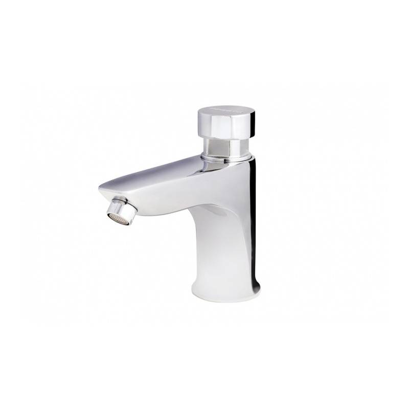Torneira PRESTO de água simples temporizada para lavatório de bancada com abertura por botão. Referência 11601