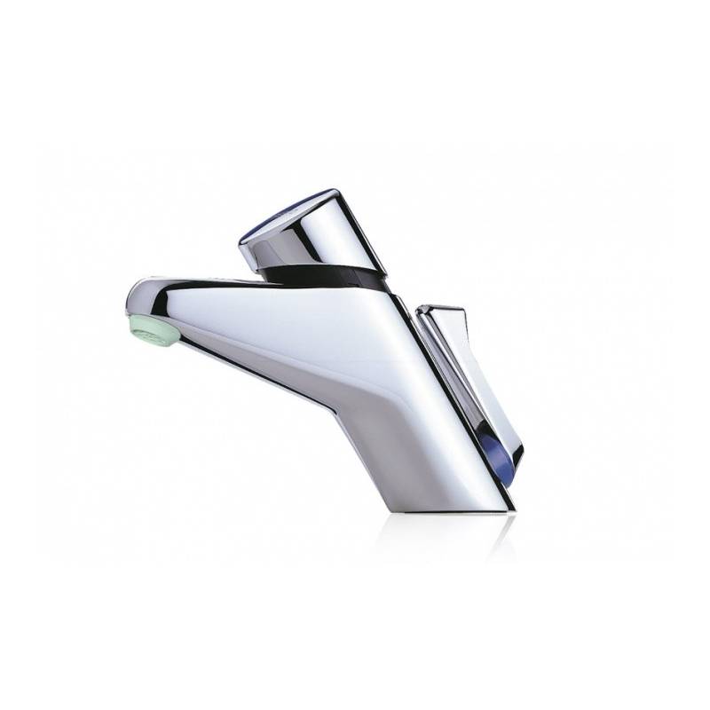Grifo temporizado mezclador para lavabo de instalación sobre repisa y apertura por pulsador PRESTO. Referencia 10504