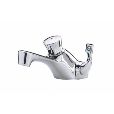 PRESTO time-controlled mixer tap for countertop washbasin with push-button opening. Reference 28032