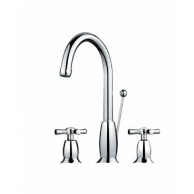 Unisan brand RIMINI model single-lever wall-mounted basin mixer tap, 3 holes, traditional mount