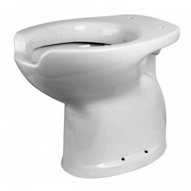 Ergonomic toilet for the disabled in white porcelain and floor outlet