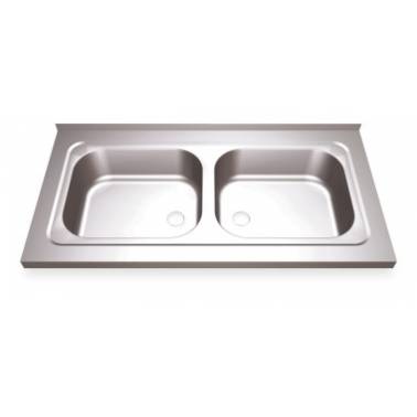 Sink with two basins made of stainless steel 800x500 mm Fricosmos